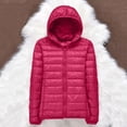 thumbnail image 4 of Packable down Jacket, Lightweight Hooded Puffer, White Duck down Coat Hot Pink Xl , Coat, 4 of 5
