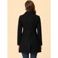 thumbnail image 4 of INSPIRE CHIC Women's Peter Pan Collar Single Breasted Mid Length Overcoat Black L, 4 of 6