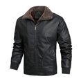 thumbnail image 2 of Qertyioot Manteau en Cuir d'Hiver pour Homme à Fermeture Éclair, Manches Longues, Décontracté, 2 of 7