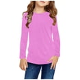 thumbnail image 2 of LOVZFMLL Hauts pour Petites Filles, T-Shirt de Pyjama à Col Rond à Manches Longues, Uni, Essentiel, Confortable, Polyvalent pour Tous les Jours, Superposition, Vêtements d'Automne 9-10 Ans Vêtements pour Filles, 2 of 7