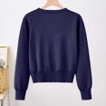 thumbnail image 4 of Fartey Cropped Cardigan Sweater for Women 2024 Long Sleeve V-Neck Button Down Short Knitted Sweater Simple Solid Color Daily Cardigans Navy M, 4 of 9