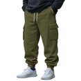 thumbnail image 2 of Yuyuzo Mens Cargo Sweatpants Causal Drawstring Workout Joggers Fleece Solid Color Athletic Pants with Pockets, 2 of 7