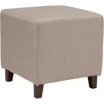thumbnail image 2 of Pouf Ascalon rembourré en tissu beige, 2 of 10