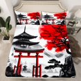 thumbnail image 2 of Erosebridal Japanese-Style Sheet Set King, Red Maple Tree Bedding Sets King Size, Watercolor Ink Decor 4pcs, 2 of 7