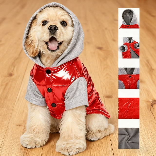 Winter Hooded Jacket Windproof Cold Weather Coat For Small Medium Puppy Dogs And Cats