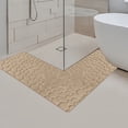 thumbnail image 1 of JASKFLY Polyester Bathroom Mat L Corner Bath Rug 47x30 Inch Absorbent Non-Slip Memory Foam Bathroom Mat Machine Washable Gray,Bathroom SuppliesBath|Nylon,Spandex,Khaki, 1 of 8