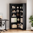thumbnail image 3 of L Shaped Corner Bookshelf 5 Tier Large Wood Display Bookshelf 90° Corner Standing Bookcase, 3 of 7