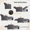 thumbnail image 3 of Fauteuil-lit Convertible 3-en-1 – Dossier Réglable, Divan Pliable, Coussin Épais, Pochette de Rangement – Canapé en Lin Moderne Gain de Place pour Salon Ou Chambre d'Amis – 86x192 cm, Gris Foncé, 3 of 7