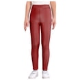 thumbnail image 1 of MSemis Girls Jazz Dance Leggings Metallic Ribbed Elastic Waistband Solid Color Toursers for Hip-hop Performance Red 150, 1 of 7