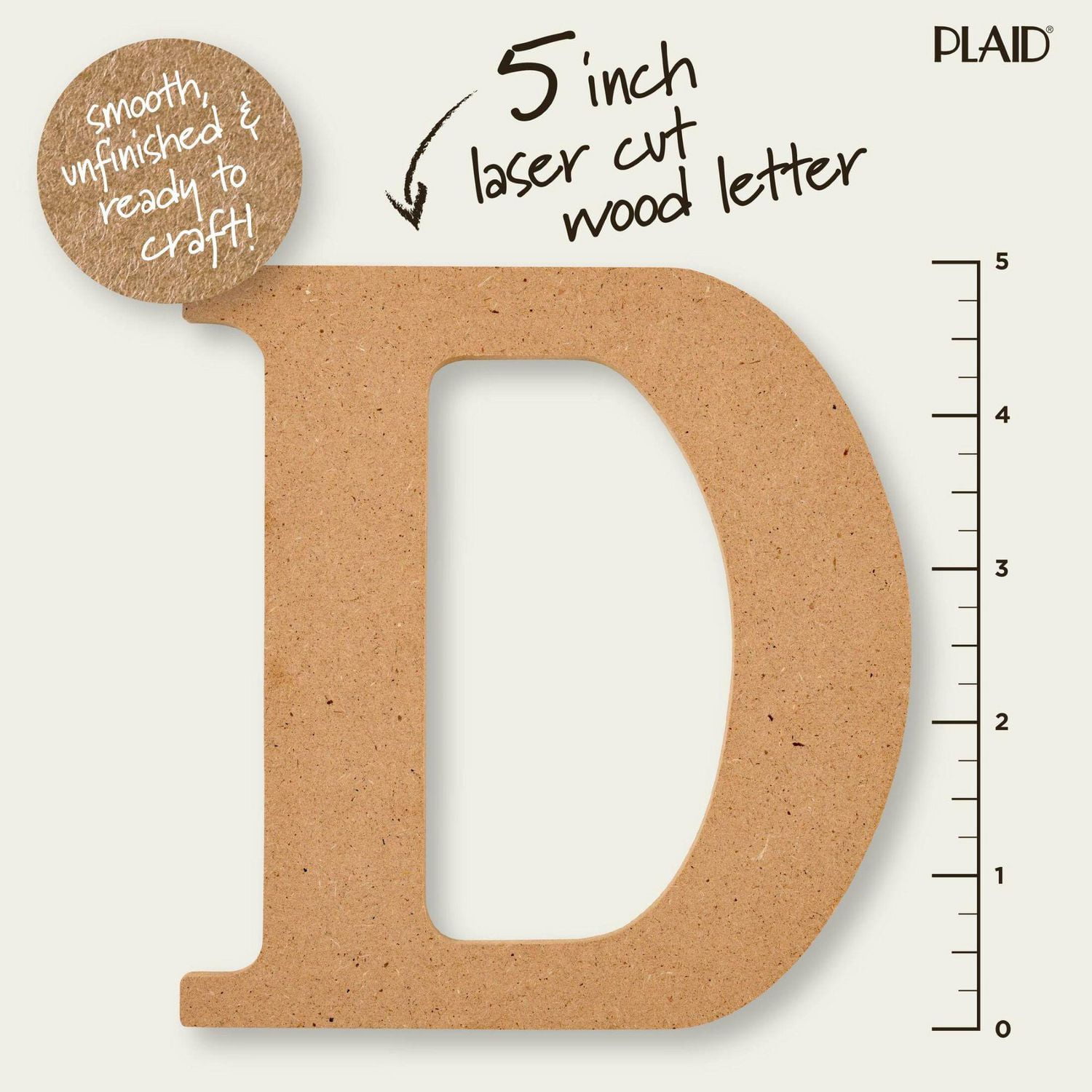 Plaid Bois Inachevé 5" Lettres