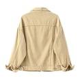 thumbnail image 5 of Pompotops Women Spring And Warm Solid Long Sleeve Denim Jacket Outerwear Clearance, 5 of 5