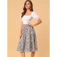 thumbnail image 4 of Unique Bargains Jupe Midi Décontractée à Imprimé Floral Évasée pour Femme, 4 of 6