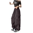 thumbnail image 5 of RKSTN Womens Pants Ladies' Solid Color High Waist Wide Leg Casual Drawstring Work Pants Loose Fitting Long Pants, 5 of 5