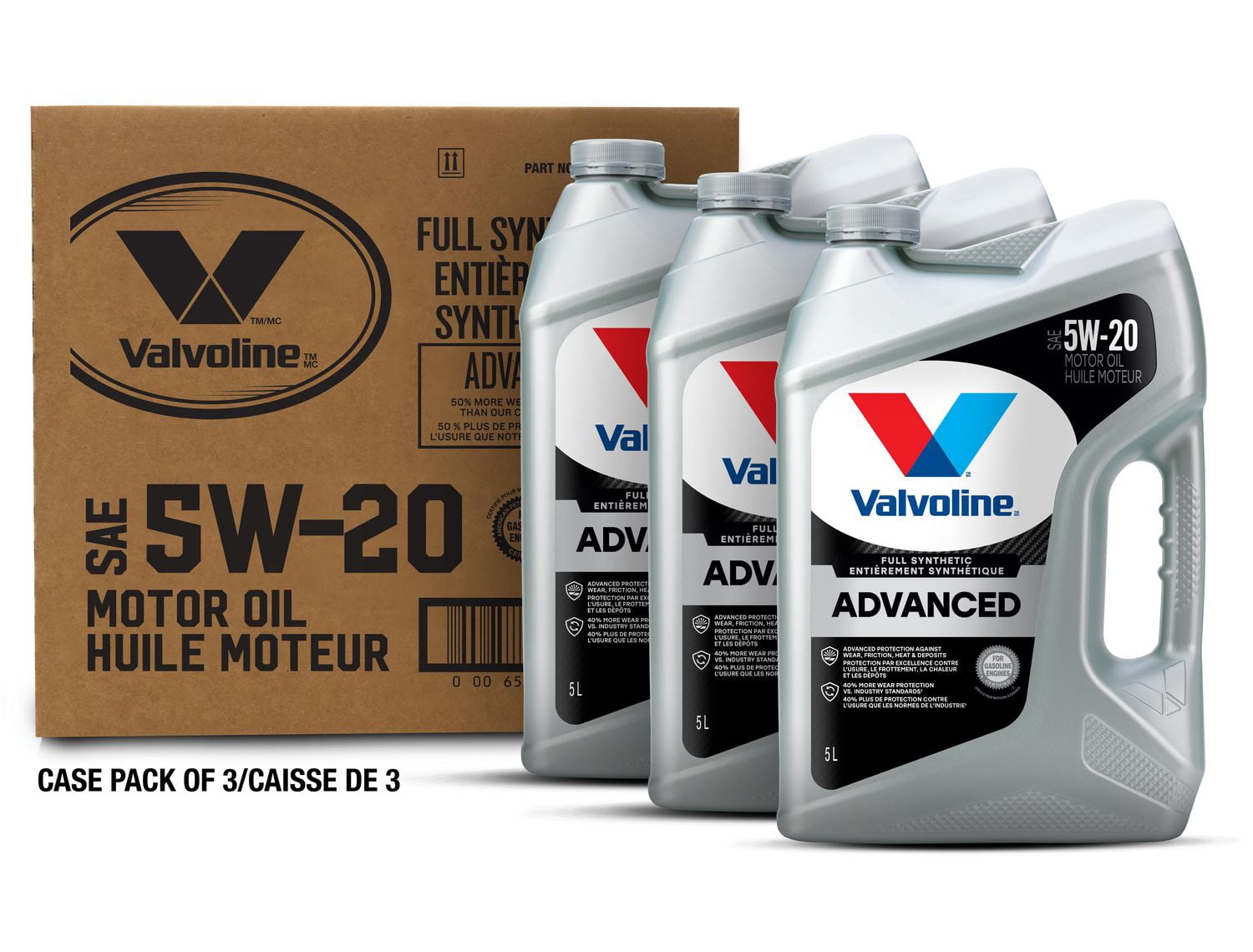 Caisse d’huile à moteur Valvoline Advanced entièrement synthétique 5W20 3X5L