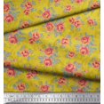 thumbnail image 3 of Soimoi Tissu en Coton Cambric Feuilles & Roses Imprimé Floral 1 Yard 42 Pouces de Large, 3 of 3