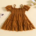 thumbnail image 2 of MesaSe Robe Trapèze pour Tout-Petits Filles Manches Courtes Épaules Dénudées Bretelles Spaghetti Robe Plissée Robe d'Été Vert Foncé 2-3 Ans, 2 of 8
