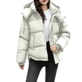 thumbnail image 1 of Économies d'Automne/hiver! srobpty Manteau Matelassé à Manches Longues pour Femmes, Veste à Capuche Décontractée Colorée à Manches Longues pour Dames Blanc, TTG, 1 of 4