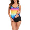 thumbnail image 4 of RKSTN Robe de Bain Tankini pour Femmes avec Shorty Deux Pièces Col en V Nœud Licou Imprimé Floral Grande Taille Robe de Maillot de Bain, 4 of 7