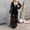 Black, variant on Clothing Womens V Neck Button Fashion Lace Long Dress Long Sleeve Dress Elegant Court Style