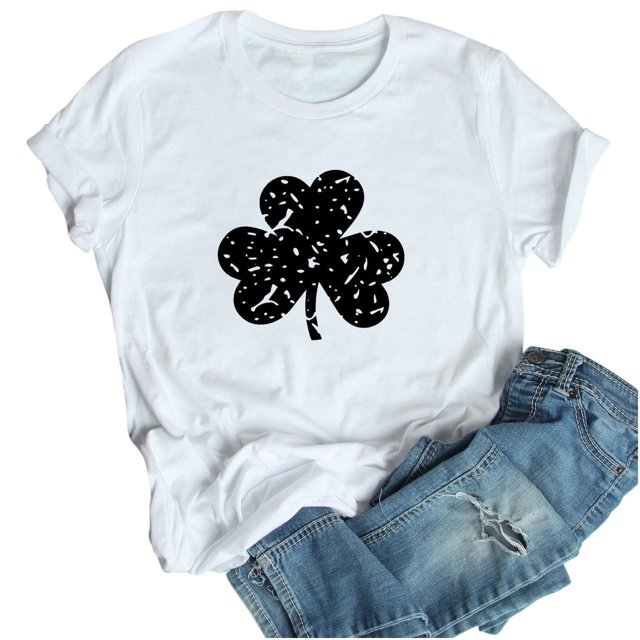 Birdeem T-Shirt Décontracté pour Femmes à Imprimé de la Saint-Patrick, Chandail à Manches Courtes, Hauts, Chemise