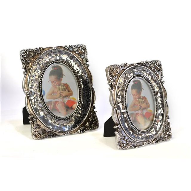 AFD Home 12009556 Laviere Photo Frame - Silver, Set of 2