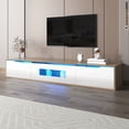 thumbnail image 3 of Homy Casa High-Gloss TV Stand with LED Lighting, White & Wood, 3 of 12