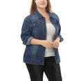 thumbnail image 2 of GRACE & GRANDEUR Women's Plus Jean Jacket Button Closed Cropped Denim Jacket, 2 of 5