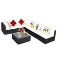 thumbnail image 3 of Patiojoy 7-Piece Patio PE Rattan Sectional Sofa Furniture Set Wicker Sofa Conversation Set Beige, 3 of 7
