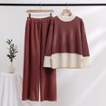 thumbnail image 2 of Yuyuzo Womens Ribble Knit 2 Piece Sets Long Sleeve Turtleneck Pullover Sweaters with Straight Leg Pants Suits, 2 of 7