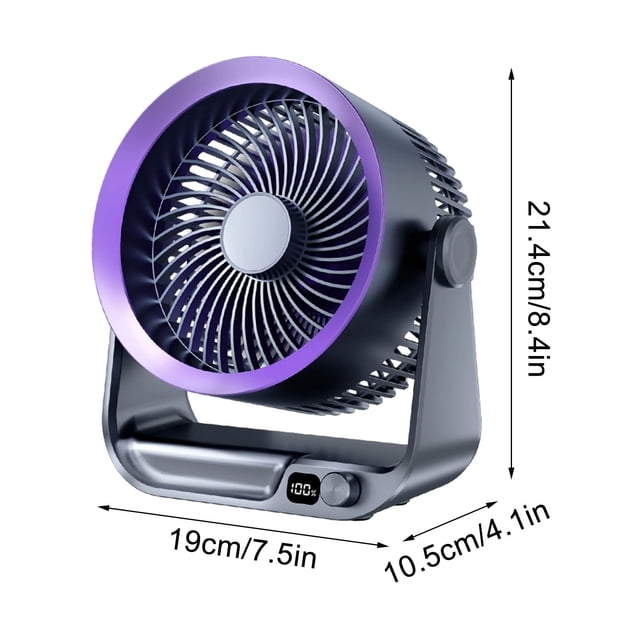 Purple Desktop Small Fan Portable Large Wind Ultra Quiet Office Desk Student Use Long Version High Speed Concentrated Engine Wide Angle Cooling Compact Design