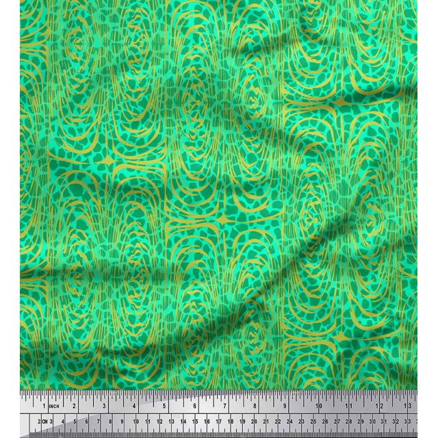 Soimoi Green Velvet Fabric Leopard & Wild Animal Skin Print Sewing Fabric BTY 58 Inch Wide