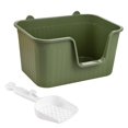 thumbnail image 4 of DOLITY Cat Litter Basin Bedpan Kitten Potty Toilet with Portable Open Green XL, 4 of 9