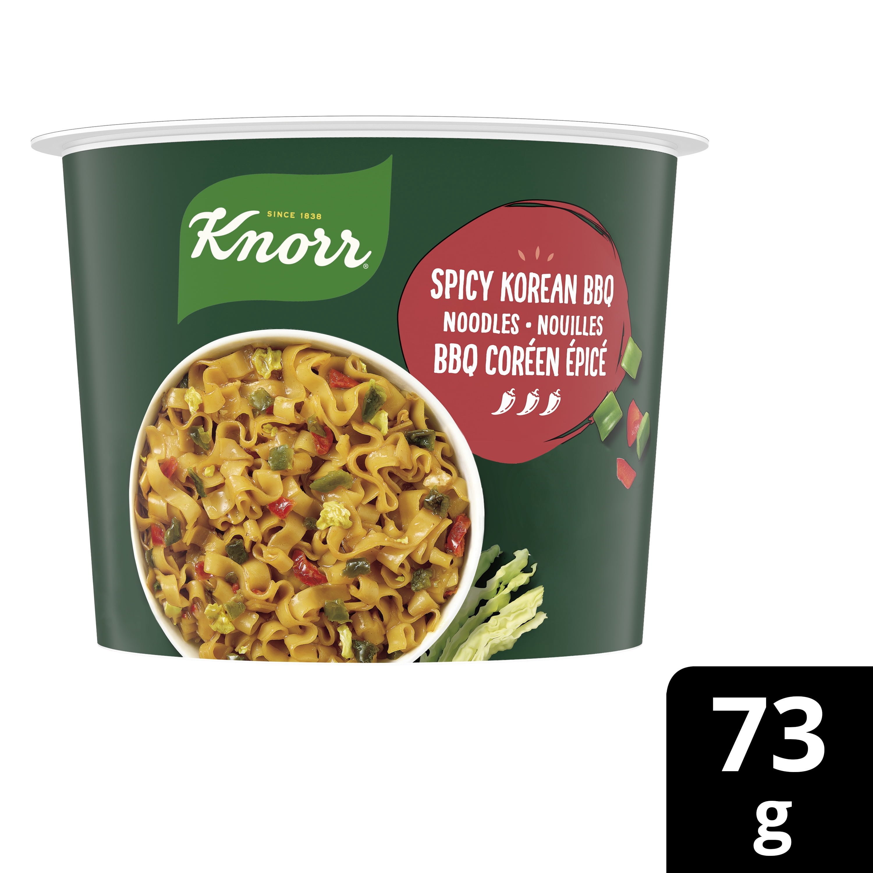 Knorr Pasta Cup Spicy Korean BBQ Noodle Made with 100% Real Vegetables & No Artificial Flavors or Preservatives, 73g