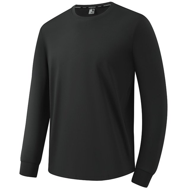 AherBiu Plus Size Men's Long Sleeve Shirts Crewneck Quick Drying Lightweight Athletic Tees Running Workout Active Pullover Tops