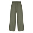 thumbnail image 5 of RKSTN Womens Pants Multiple Solid Color Cotton Linen Loose Casual Wide Leg Capris Loose Comfortable Pants, 5 of 5