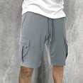 thumbnail image 4 of Eryao Short Cargo Gris pour Hommes Taille Élastique à Cordon Short de Jogging de Gym avec Poches à Rabat Short en Molleton Confortable,m, 4 of 6