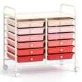 thumbnail image 1 of Costway Chariot Roulant à 12 Tiroirs pour Rangement de Scrapbooking et Papier, Bacs d'Atelier, Rose, 1 of 10