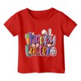 thumbnail image 3 of MIASHUI Girls Easter Graphic Print Short Sleeve Tee Kid Boy T-Shirt,Red,1-2 Years, 3 of 4