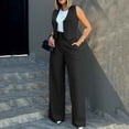 thumbnail image 2 of Kcodviy Womens Elegant Solid Color Suits Set for Women Suit Vest Tank Cardigan Woman Jumper Suit Pockets Tops Wide Leg Womens Work Suits Set Pants Suit, 2 of 8