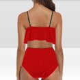 thumbnail image 3 of Jovati Beach Bikini Set for Women, Ruffled Tank Top with Removable Padded Bra and High-Waisted Bottom, Nylon Spandex Blend, Solid Color, Summer Swimwear, 3 of 7
