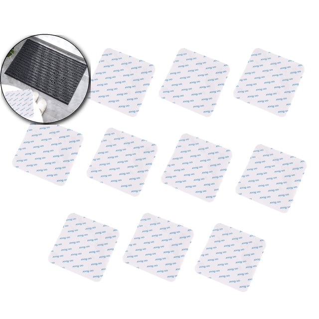Dvruxg Double Sided Carpet Grippers, 10 Pcs Washable Rug Adhesive Tape, Traceless Floor Mat Stickers for Securing Area Rugs on Hardwood Floors