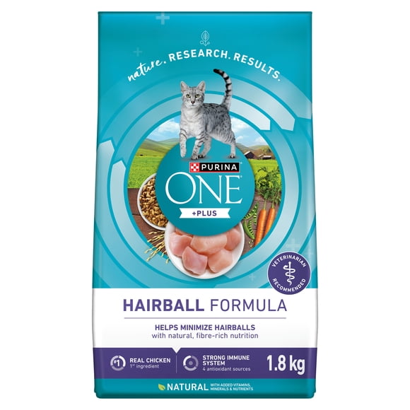 Purina ONE +Plus Hairball Formula Chicken, Dry Cat Food 1.8 kg