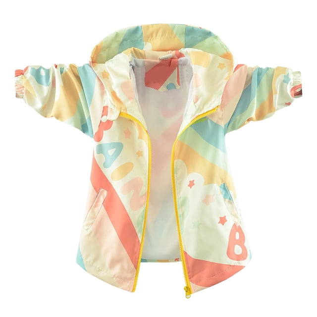 Imperméable Léger pour Filles avec Motif Arc-en-Ciel Coloré pour l'Automne
