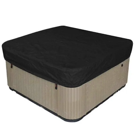 10 Sizes Square Hot Tub Cover Protector With Elastic Waterproof Sunproof Uv-resistant, Outdoor Hot Spring Bath Spa Bath Pool Cover Coverage, 190t Poly244*244*30cmblack
