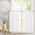 thumbnail image 1 of Curtainking Kitchen Curtains Farmhouse Small Window Curtains Semi Sheer Cafe Curtains, 36 inch Length White Linen Textured, Rod Pocket Set of 2 Panels, 1 of 6