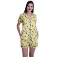 thumbnail image 1 of Moomaya Button Up Pjs For Women Cotton Shorts Shirt Set Notch Collar Sleepwear, 1 of 6