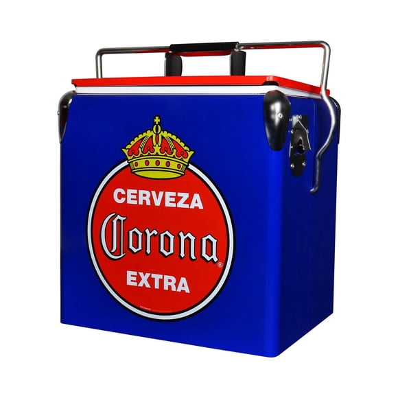 Corona 14-Quart Retro Ice Chest Cooler with Bottle Opener, 13L, Blue/Red