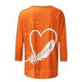 thumbnail image 5 of Dadaria Chemise Orange pour Femmes Hauts Manches 3/4 T-Shirt Col Rond Grande Taille Tee Été Chandail Blouses L, 5 of 5