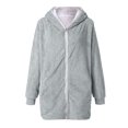 thumbnail image 2 of Womens Cardigan Sweaters Womens Solid Oversized Zip Down Hooded Coat Cardigans Outwear With Pocket on Clearance, 2 of 7