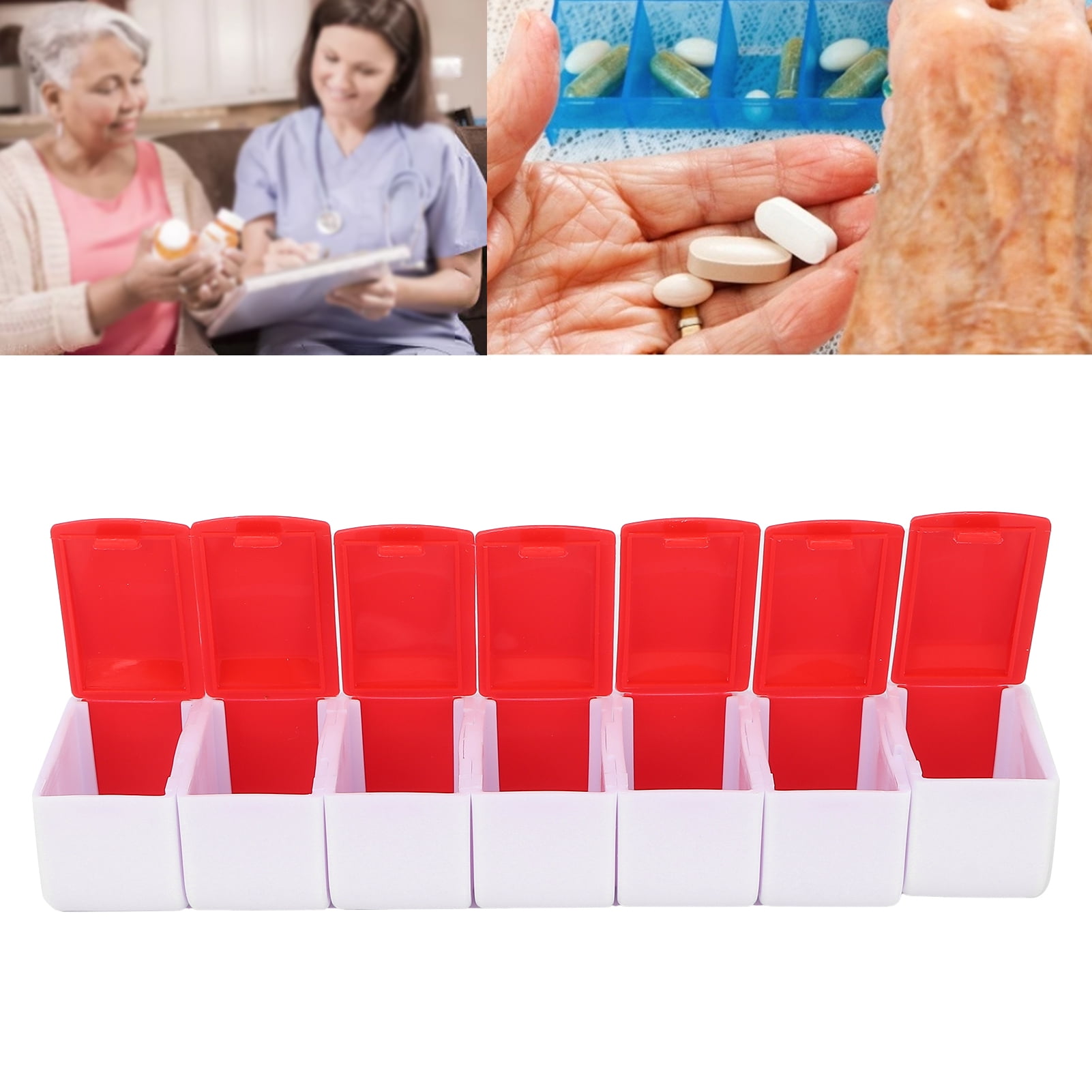 Peahefy Portable 7 Days Pills Case Weekly Pills Organizer Travel Daily Pills Container For Supplements Vitamin Pills,Pills Case